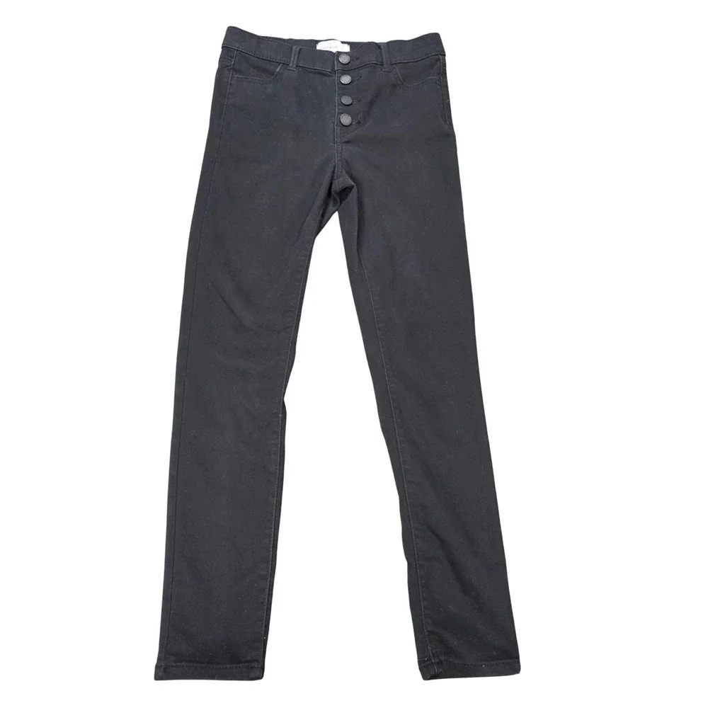 Jordache High Rise Super Skinny Jeans Women's Size 12 Slim‎ Black Button Denim